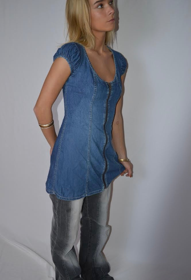 DIESEL zip-up denim mini dress, XS