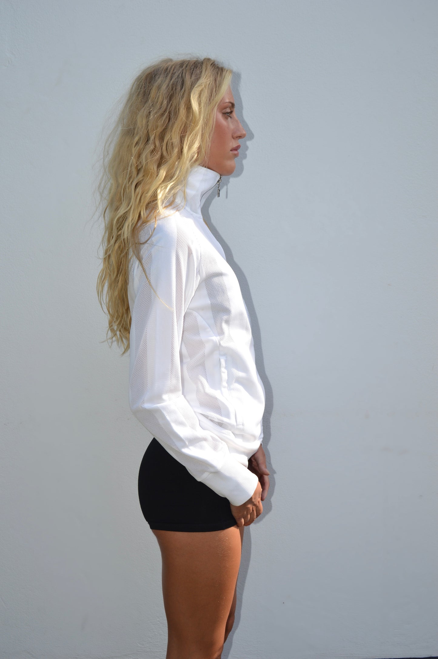 Puma white zip-up, M