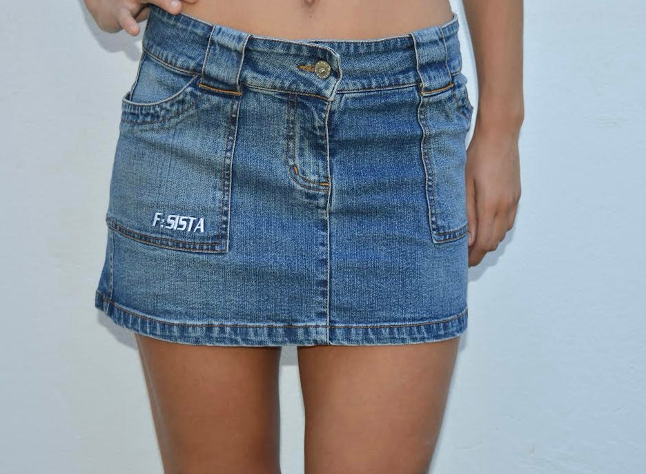 Mini skirt denim w/ details, M