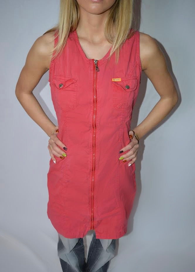 Zip-up mini dress, M