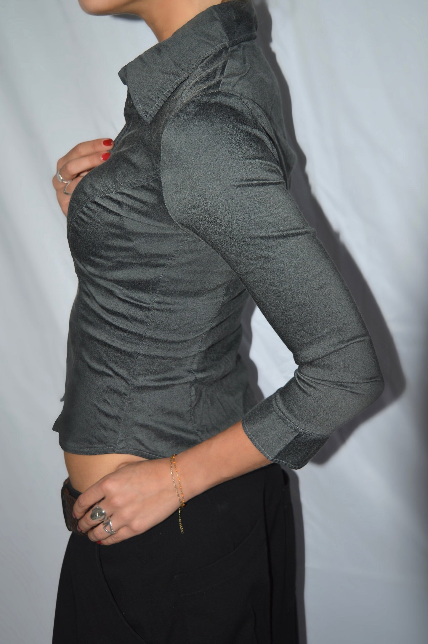 Bodyfit button up blouse, S