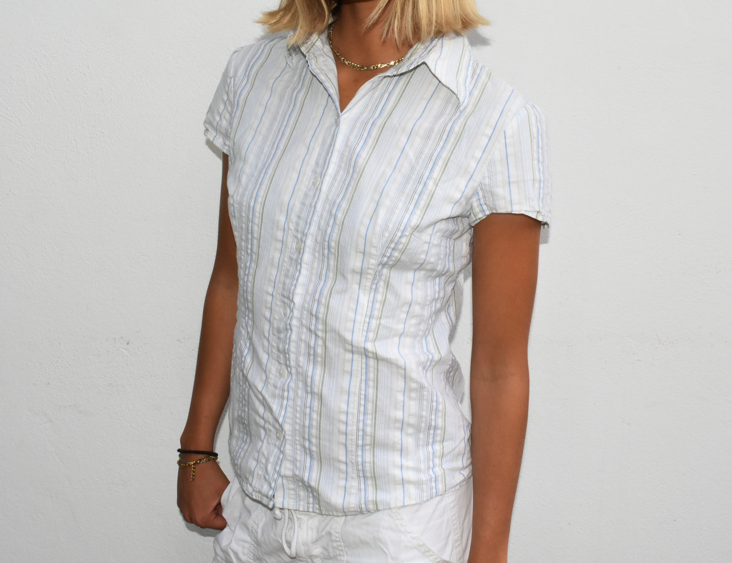 Striped button up shirt, M