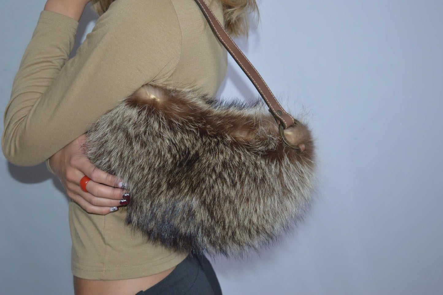 Fur shoulder-bag