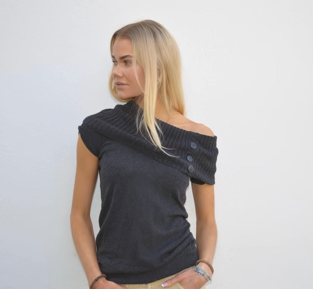Sweater top off-shoulder, S