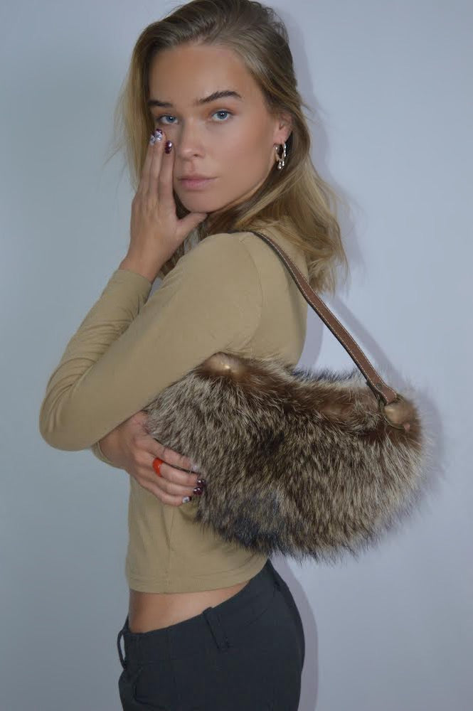 Fur shoulder-bag