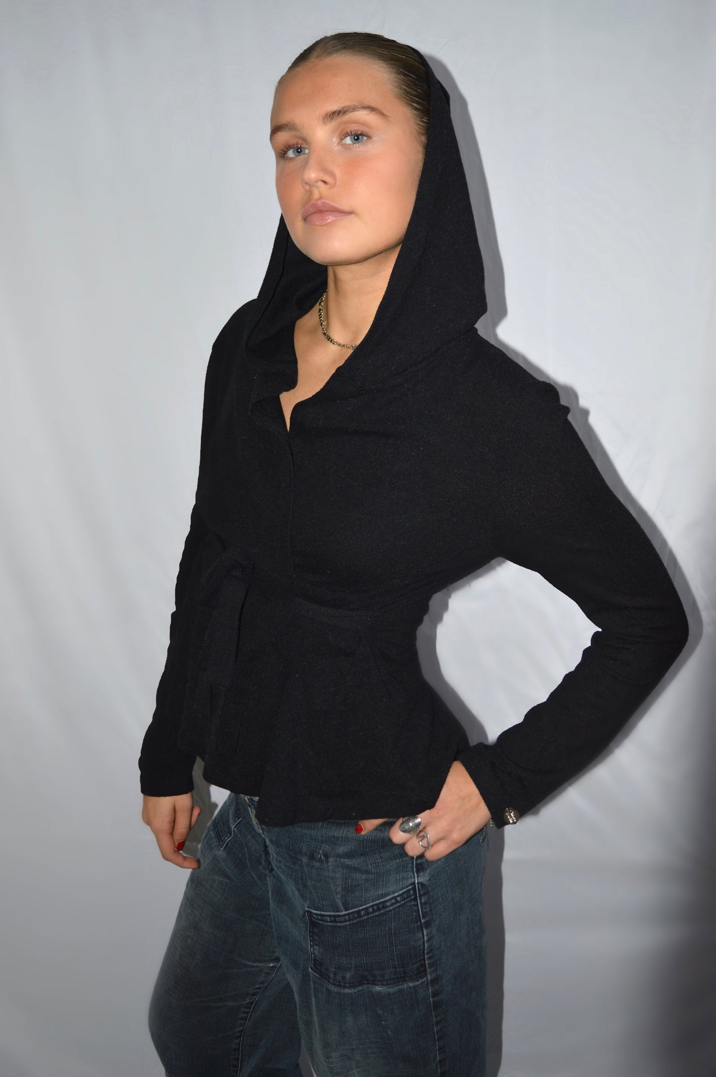 Blouse wrap hooded, M
