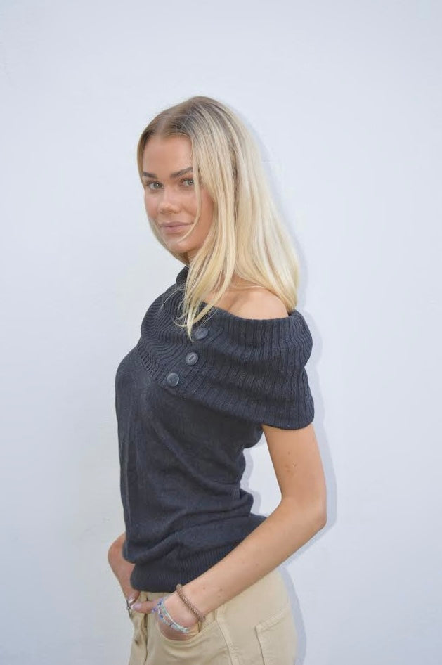 Sweater top off-shoulder, S