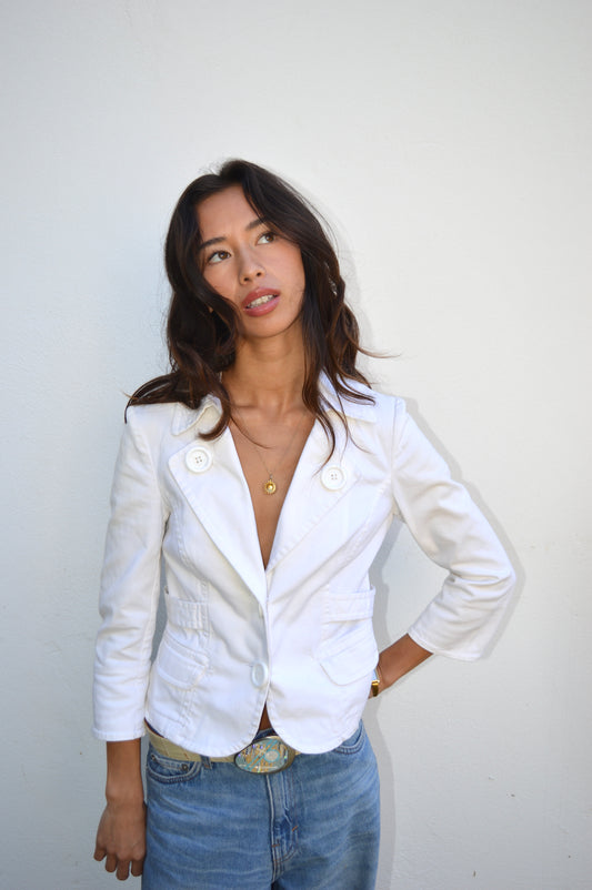 White jacket w/buttons, S
