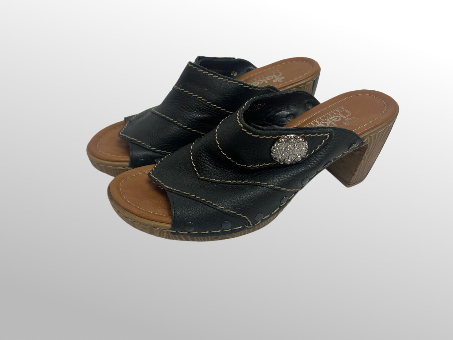 Leather black mules, EU 38