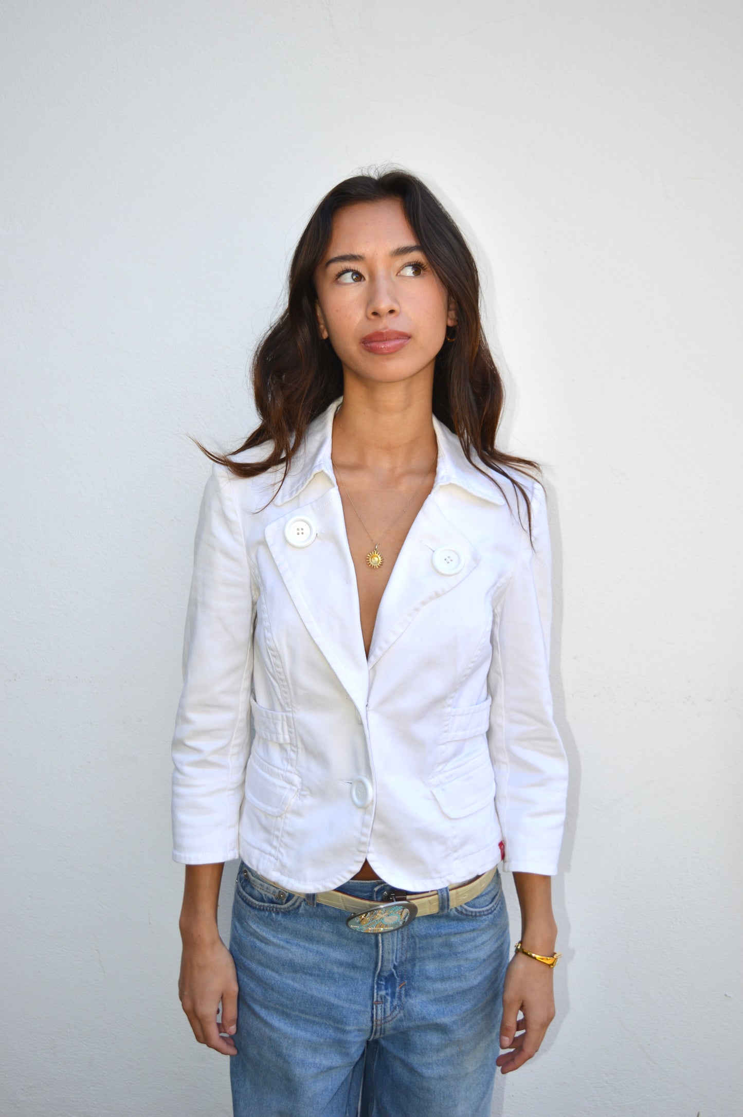 White jacket w/buttons, S