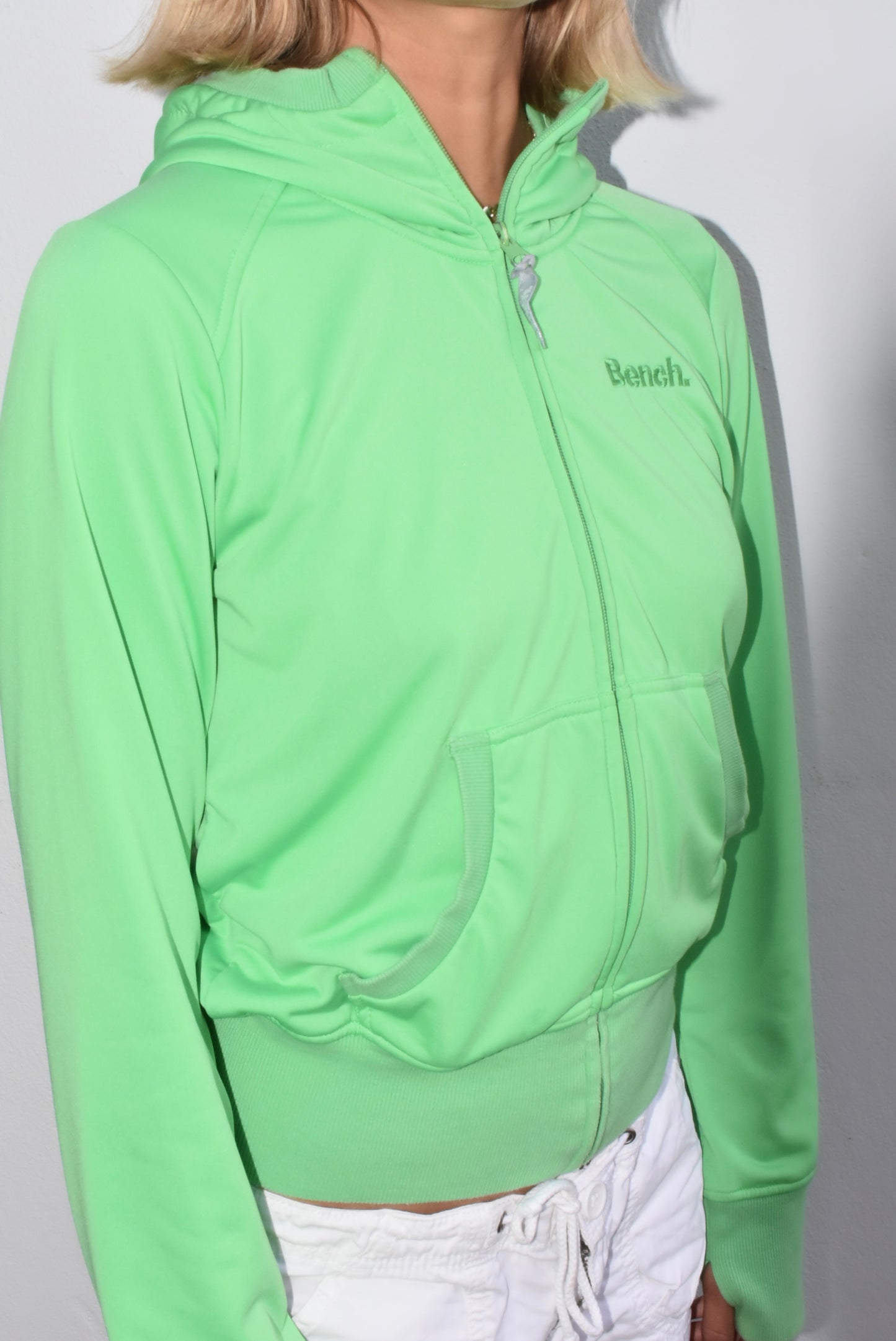 a. Neon green Bench zip up, M
