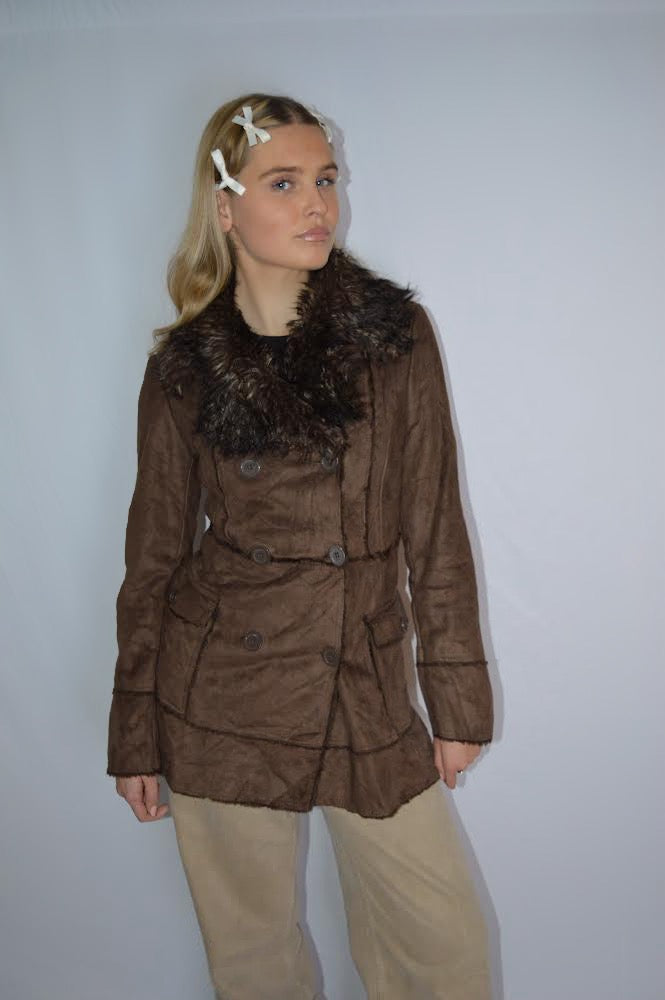 Brown faux fur jacket