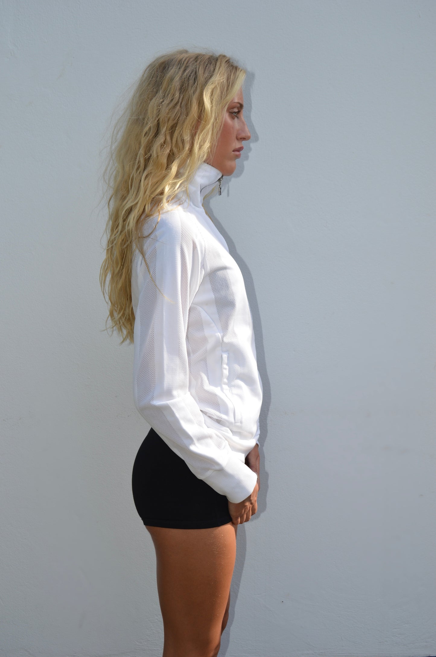 Puma white zip-up, M