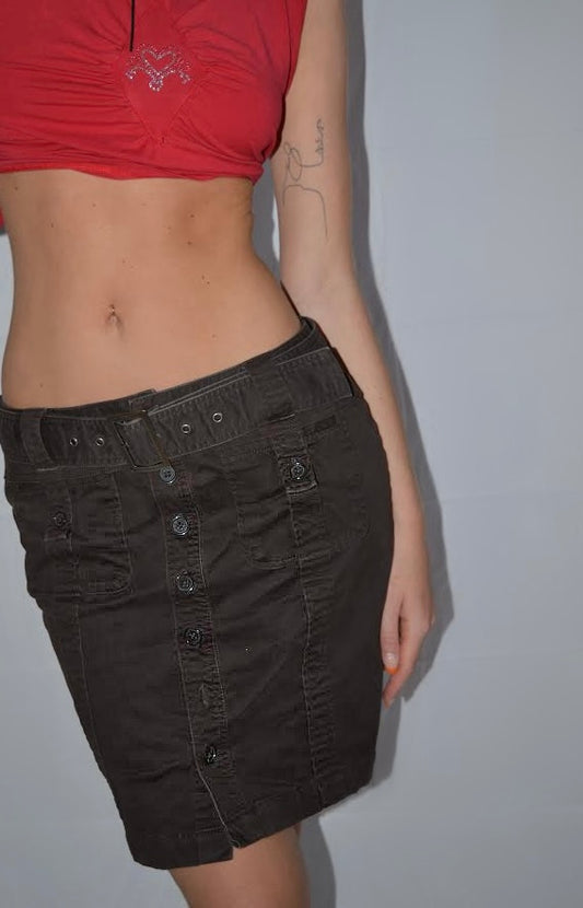 Calvin Klein brown skirt w/ belt, M/L